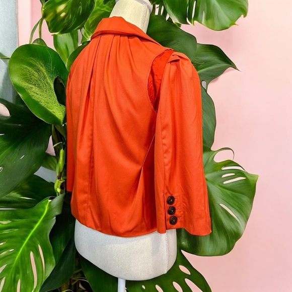 Robert Rodriguez Vibrant Orange Double-Breasted Cropped Trench Style Jacket Sz 2 - Picture 9 of 15